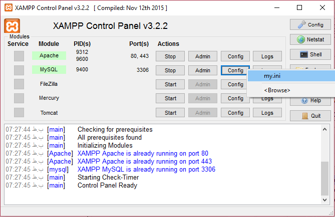 راه حل مسائل شروع بکارنشدن Apache و یا MySQL در اجرای XAMPP: آموزش تغییر پورت Mysql در زمپ (xampp) 